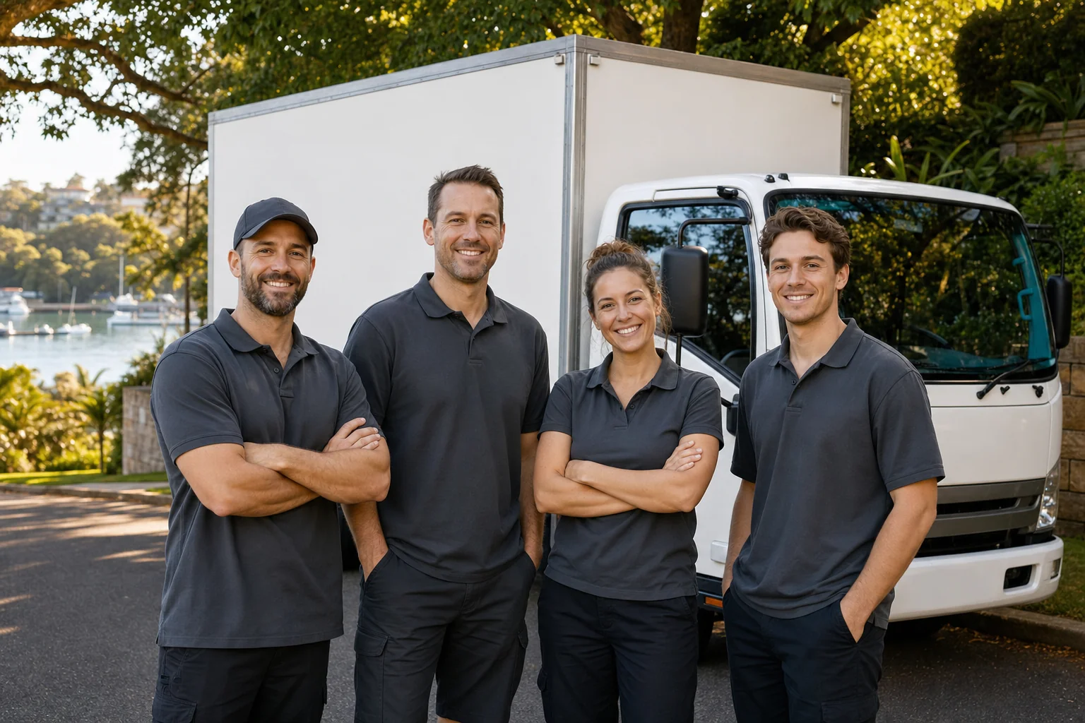 The Mosman Removalists family-run removalist team beside their truck